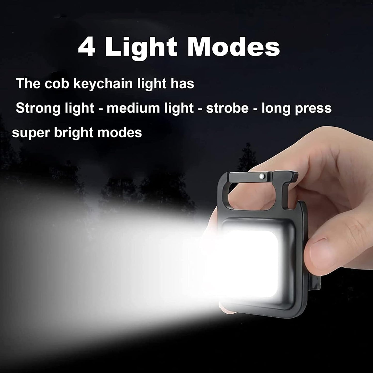 COB Keychain Light,Rechargeable Led Small Flashlight 500 Lumens Bright 4 Light Modes Pocket Emergency Work Light with Corkscrew & Magnet Base for Indoor Outdoor Use