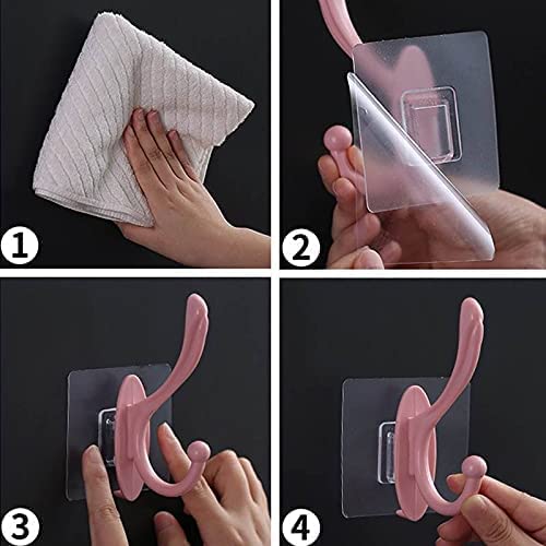 Self Adhesive Wall Hooks, PVC Waterproof Heavy Duty Sticky Plastic Hooks | Hanging Capacity 1 KG Max | Multipurpose No Drilling Home Storage Hook (Pack of 6) - Multicolor