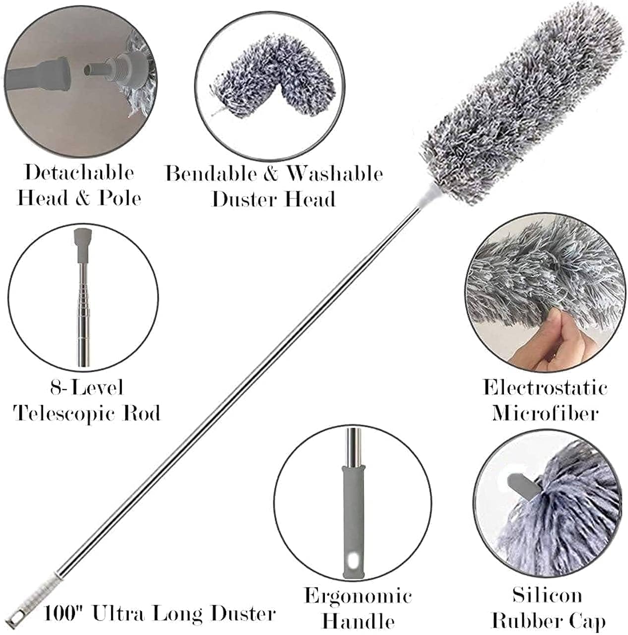 Microfiber Feather Ceiling Duster For Dust Cleaning Extendable Pole upto 9 feet For Cleaning