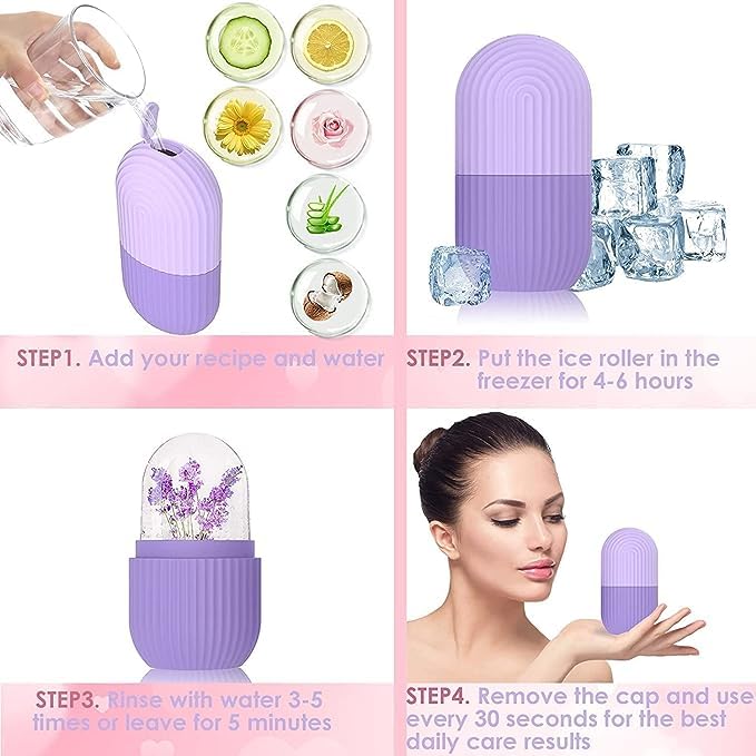 Ice Roller for Face, Ice Roller for Face Massager, Face Ice Roller to Enhance Skin Glow, Shrink & Tighten Pores, Reusable Facial Ice Roller Face Ice Treatment (Multi-color1 pcs silicone plastic)