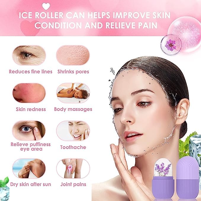 Ice Roller for Face, Ice Roller for Face Massager, Face Ice Roller to Enhance Skin Glow, Shrink & Tighten Pores, Reusable Facial Ice Roller Face Ice Treatment (Multi-color1 pcs silicone plastic)