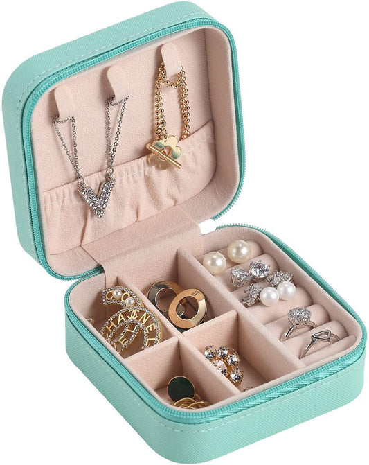 Jewellery Box Organiser PU Leather Zipper Portable Storage Box Case with Dividers Container for Rings, Earrings, Necklace Home Organizer