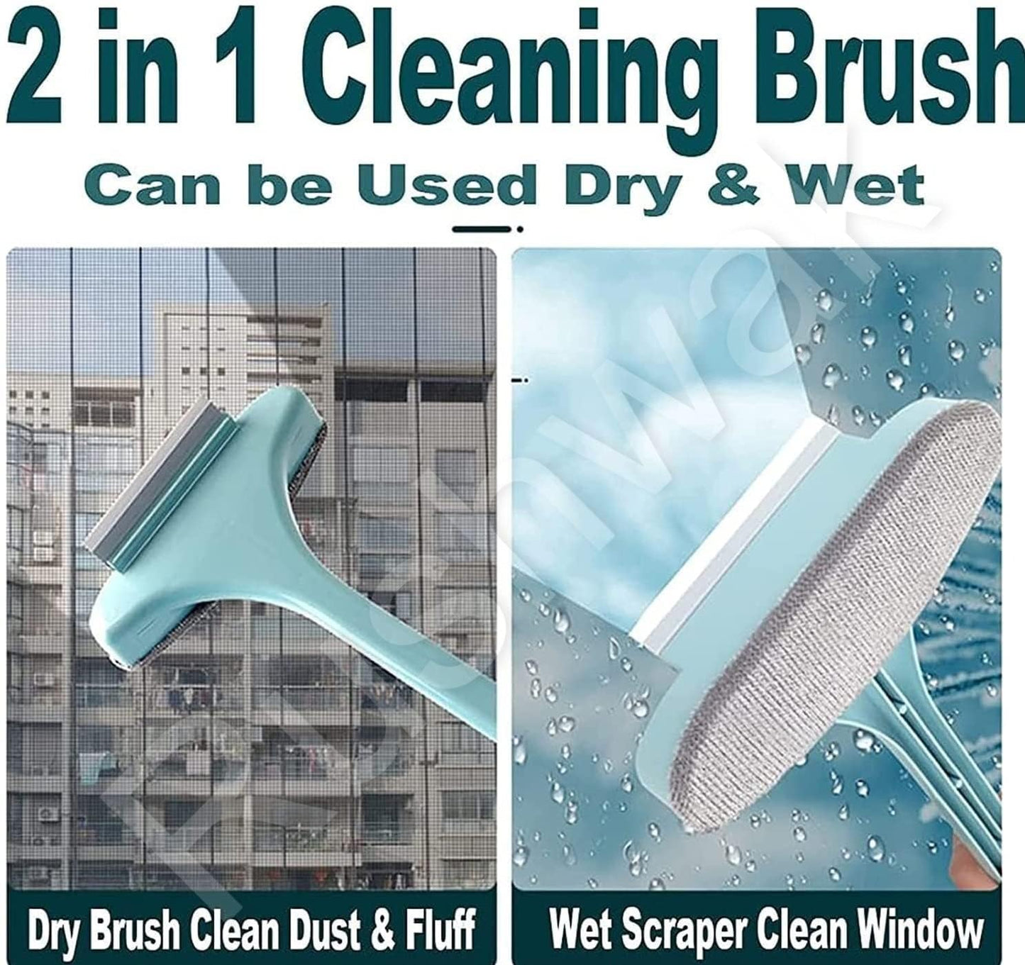 Multifunctional Screen Brush 2 in 1 Mesh Cleaning Brush & Wiper with Extended Handle Window Cleaning Brush Net Cleaner Double-Sided Window Cleaner Window Mesh Cleaner, Multi Color