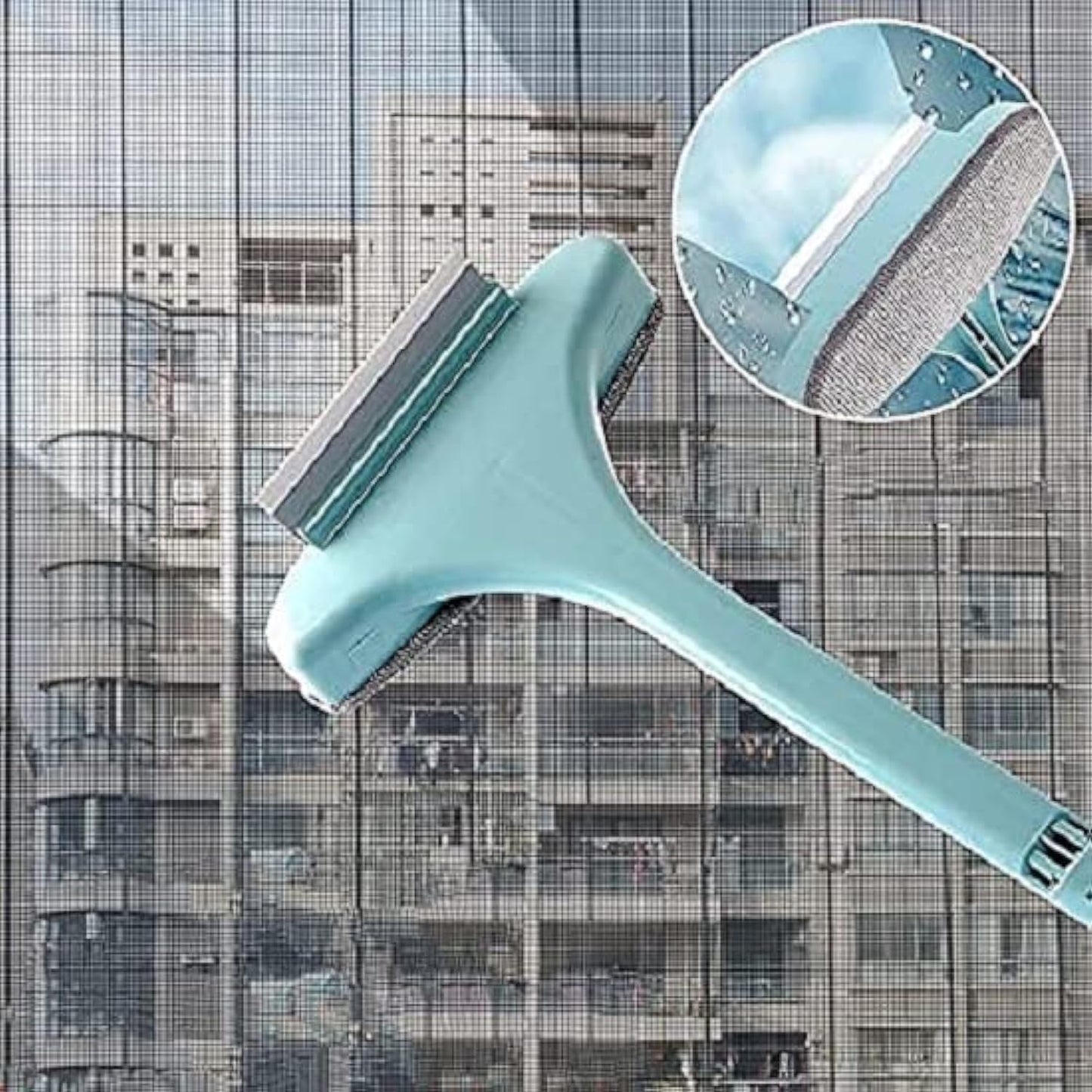 Multifunctional Screen Brush 2 in 1 Mesh Cleaning Brush & Wiper with Extended Handle Window Cleaning Brush Net Cleaner Double-Sided Window Cleaner Window Mesh Cleaner, Multi Color