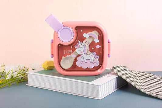 Cute Mini Stainless Steel Leak proof Lunch Box with spoon and scissor