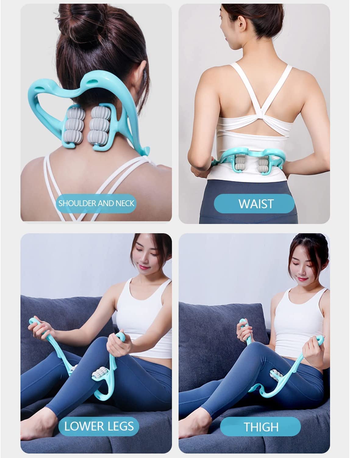 Neck Massager, Trigger Point Roller Massager for Pain Relief deep Tissue Handheld Shoulder Massager Tool with 6 Balls Massage Point Suitable for Legs Waist Neck and Shoulder Relaxer