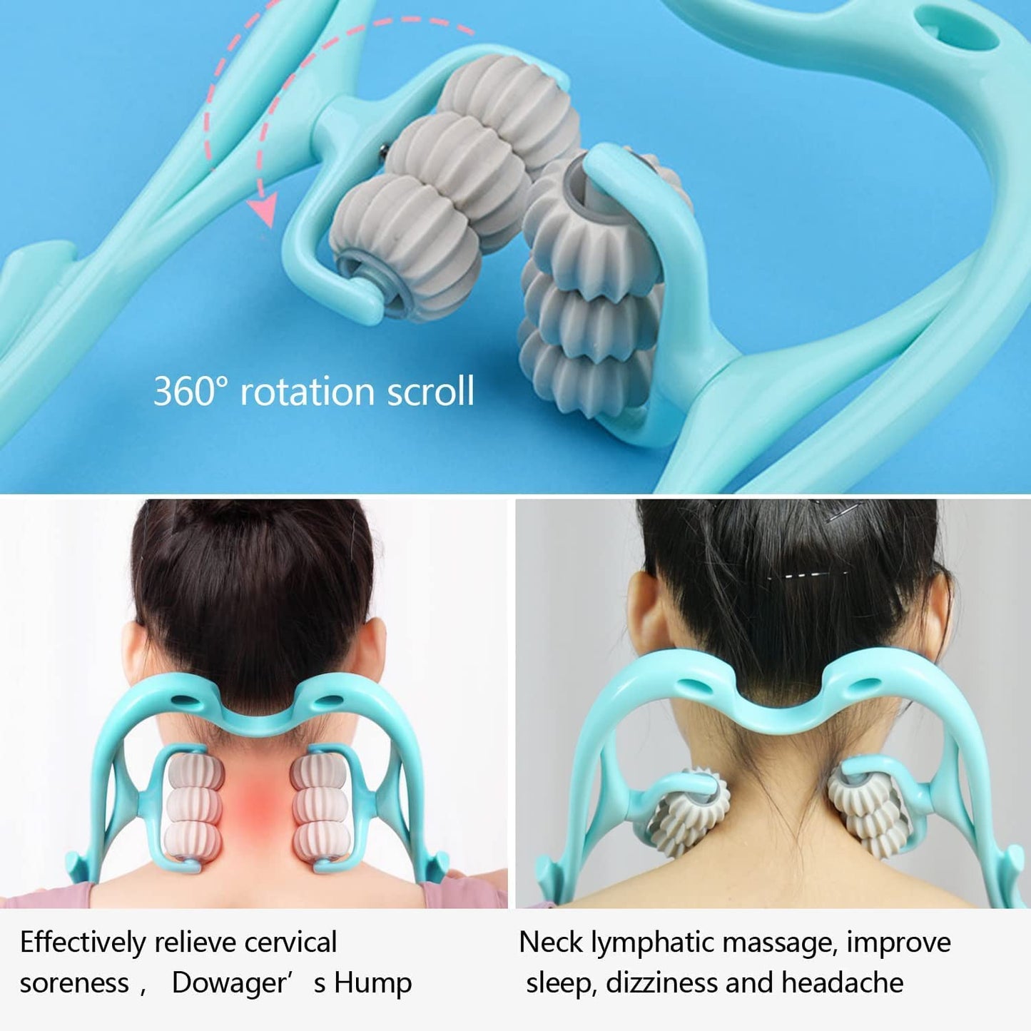 Neck Massager, Trigger Point Roller Massager for Pain Relief deep Tissue Handheld Shoulder Massager Tool with 6 Balls Massage Point Suitable for Legs Waist Neck and Shoulder Relaxer