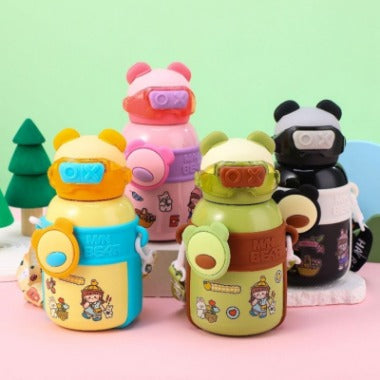 Stainless Steel Double wall Kids Sipper with Straw and Strap | OX Bottle | 500 Ml | Assorted Colors | Box Packing