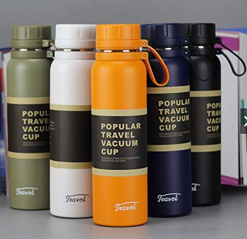 Sports Water Bottle Double Wall Vacuum Cup Insulated Thermos Flask Large Capacity Leak-Proof Unbreakable BPA Free, Hot & Cold Bottle, 600 MLStainless Steel Outdoor Travel Mug Tumbler
