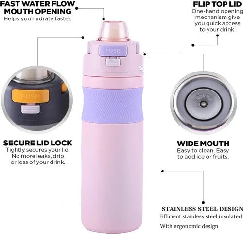 Elegant Pure Sip Stainless Steel Water Bottle - 750 ML