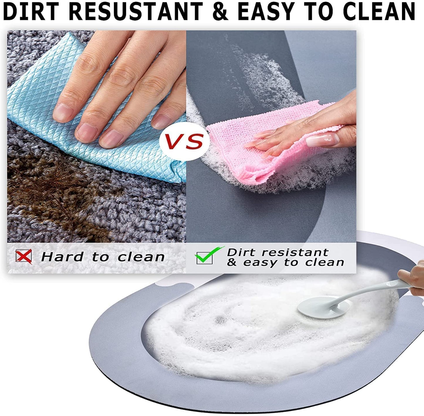 3.5 MM Bathroom mat Home Mat Water Absorbing Door Mat for Bathroom Quick Dry Rubber Backed Anti-Slip Floor Mat Non (40 x 60 cm)