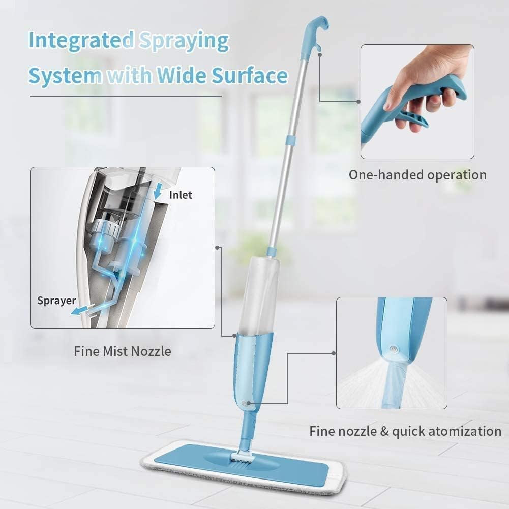 Stainless Steel Microfiber Floor Cleaning Spray Mop with Removable Washable Cleaning Pad and Integrated Water Spray Mechanism,360 Degree Easy Floor Cleaning DL80(Multicolour)