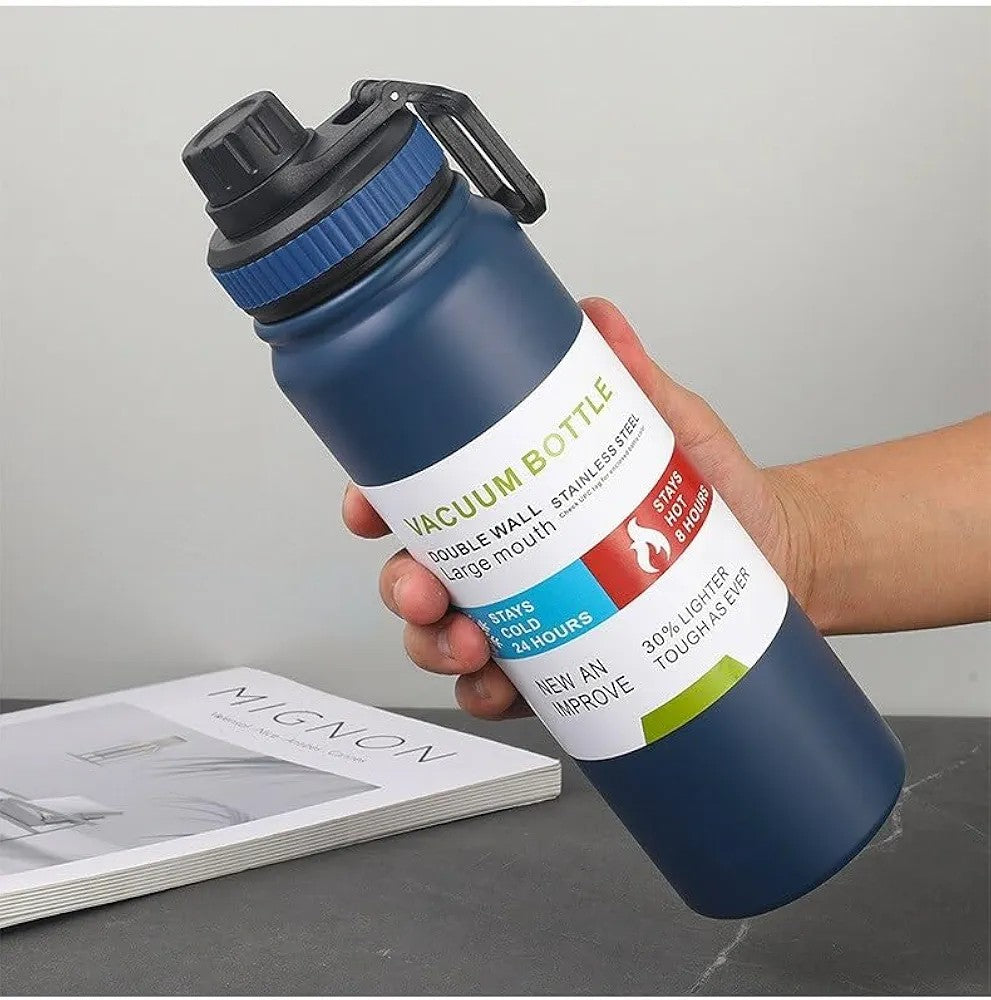 Stainless Steel Water Bottle Hot & Cold Thermos Flask Thermosteel Bottle 530ml Hot Water Bottle for Men Women Steel Bottle Thermos Water Bottles Steel for Office Home Travel (Blue)