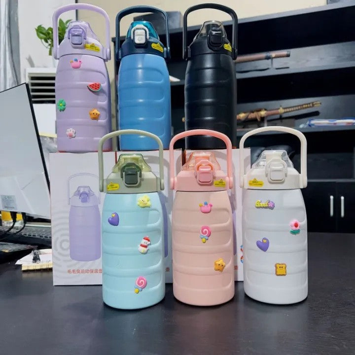 Premium Stainless Steel Insulated water bottle with decorative stickers 1000 ML