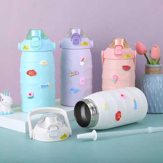 Premium Stainless Steel Insulated water bottle with decorative stickers 1000 ML