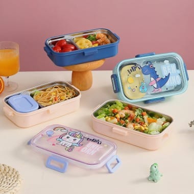Leak Proof Stainless Steel Lunch Box 2 Compartment Tiffin Box 700ML with 100 ML Curry Bowl