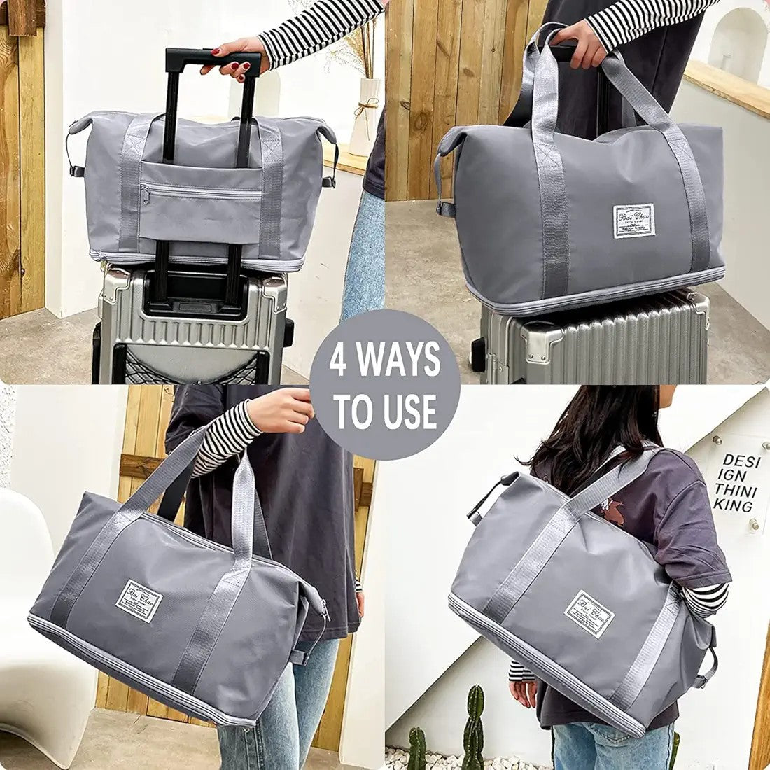 Foldable Travel Duffel Bag, Large Capacity Folding Travel Bag, Travel Lightweight Waterproof Carry Luggage Bag (Grey)