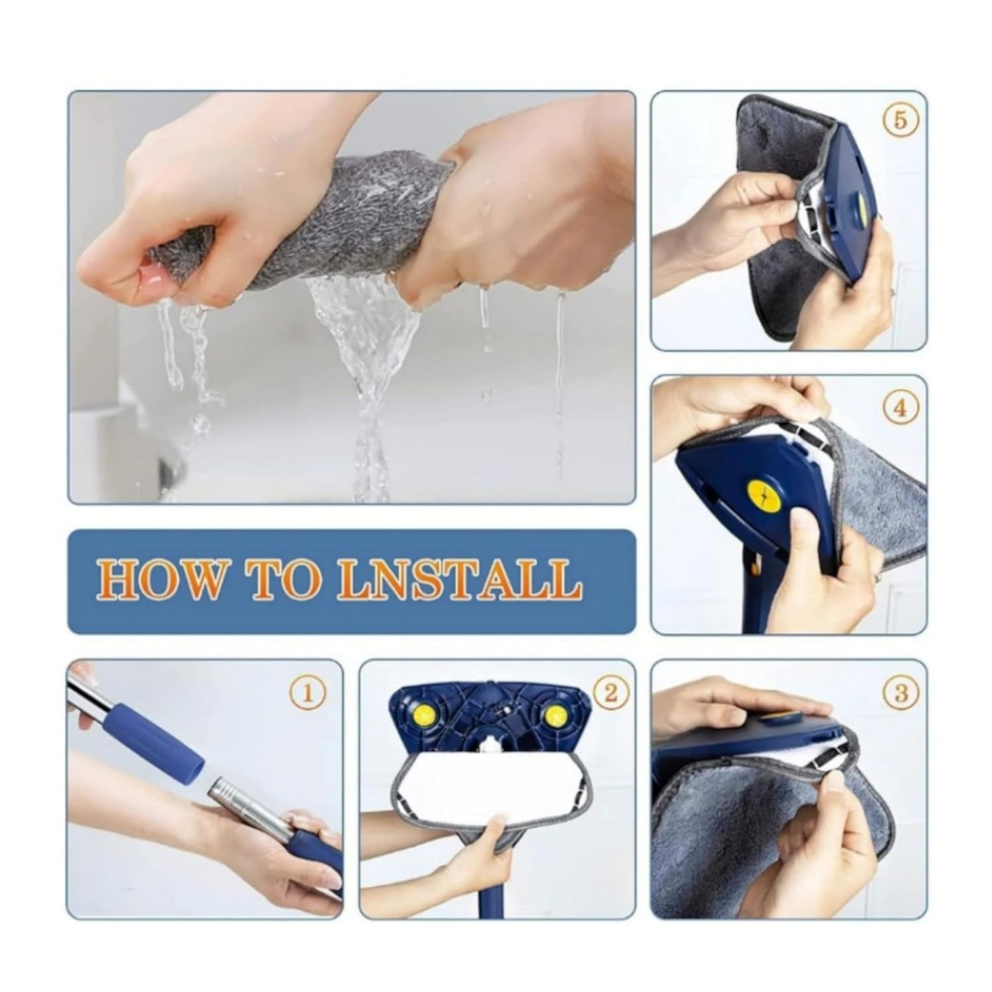 Triangle Mop 360 degree Rotating Floor Cleaner Mop with Stainless Steel Long Handle Push-Pull Squeezing Cleaning Mop Dry & Wet Mop for Floor Cleaning Mop for Home