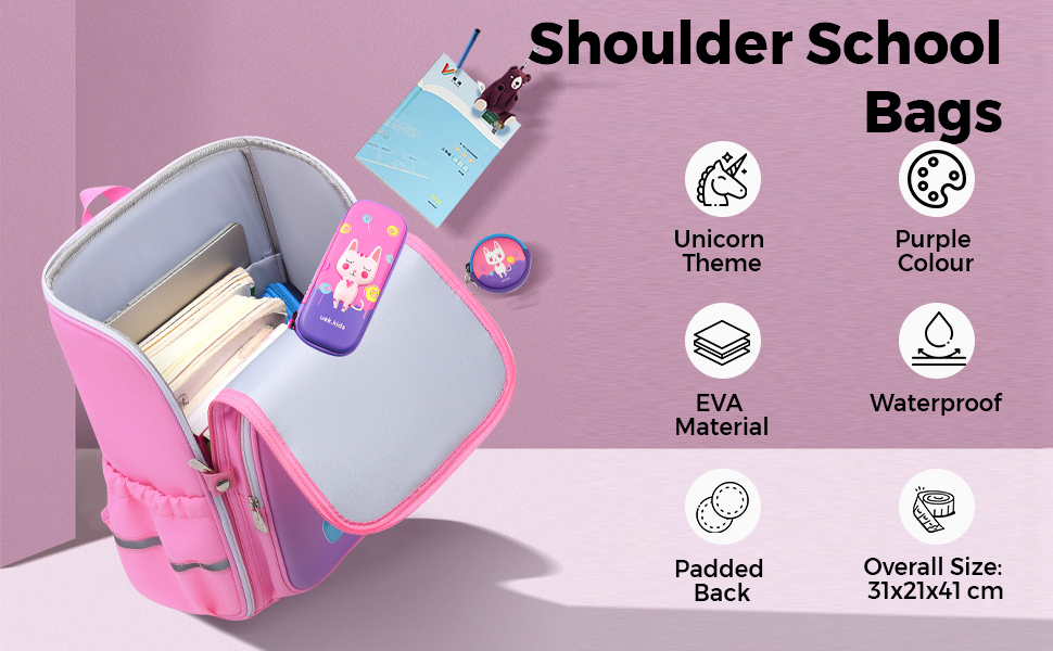 Unicorn Backpack for Kids Girls Stylish Durable Water-Resistant Backpack Shoulder School Bags for Girls 16 inches