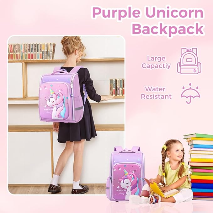 Unicorn Backpack for Kids Girls Stylish Durable Water-Resistant Backpack Shoulder School Bags for Girls 16 inches