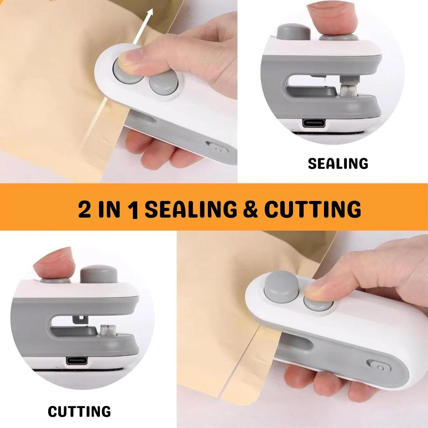 Premium Portable Mini Sealing Machine Vaccum Sealer and Cutter 2 in 1 Heat Seal Plastic Bag Sealing Packing Machine Packet Sealing Machine