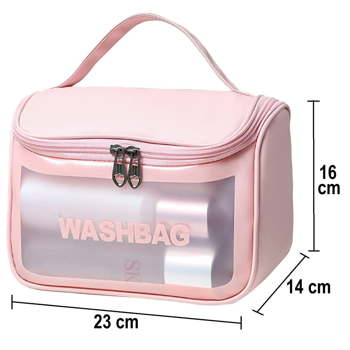 Multi-functional Large Makeup Pouch for Women | Waterproof PVC Cosmetic Bags with Hook for Girls | Toiletry Storage Wash Bag | Travel Organizer for Bath Accessories & Grooming Kit