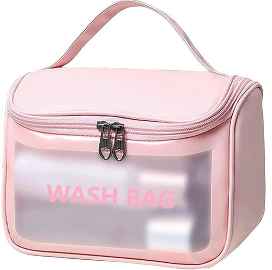 Multi-functional Large Makeup Pouch for Women | Waterproof PVC Cosmetic Bags with Hook for Girls | Toiletry Storage Wash Bag | Travel Organizer for Bath Accessories & Grooming Kit