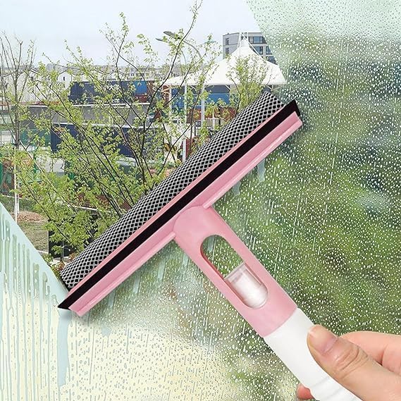 3 in 1 Window Glass Spray Wiper Brush for Home Window Cleaner Multifunctional Double-Sided Window Cleaner Brush & Wiper Sprayer Window Mirror Glass Wiper