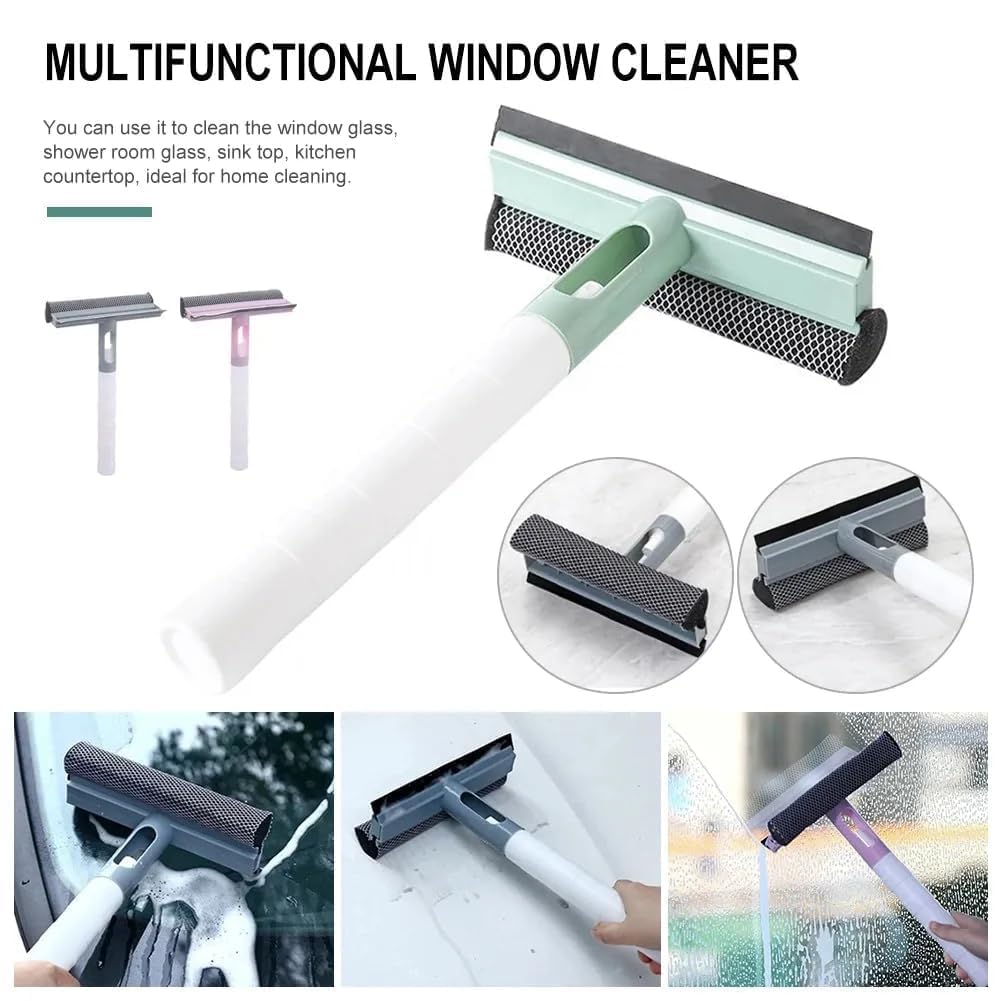 3 in 1 Window Glass Spray Wiper Brush for Home Window Cleaner Multifunctional Double-Sided Window Cleaner Brush & Wiper Sprayer Window Mirror Glass Wiper