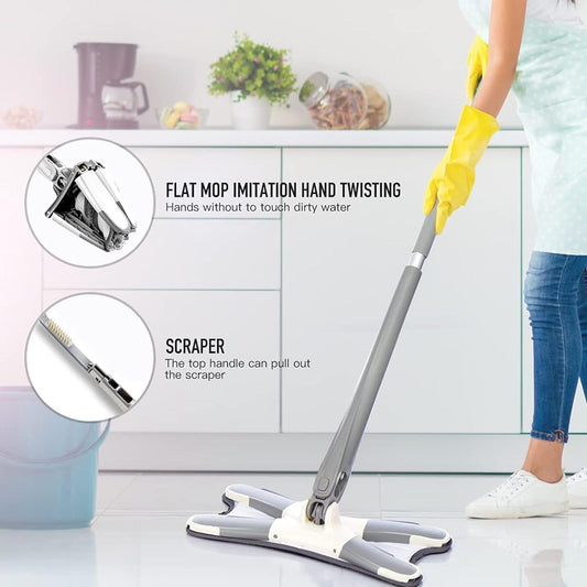 360 Degree Microfiber X Mop Floor Cleaning Tools Household Floor Cleaning Tools Reusable Mop for Home and Kitchen Suitable for All Floor Types