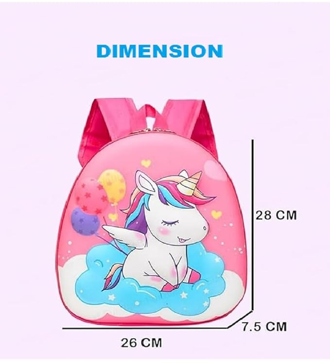 3D Embossed Unicorn School Bag for Girls/Unicorn Bag/Waterproof Backpack/Pony Bag for Girls/Picnic bag, Tuition bag, Unicorn Preschool Bag,Unicorn Shoulder Backpack (Color-Pink)