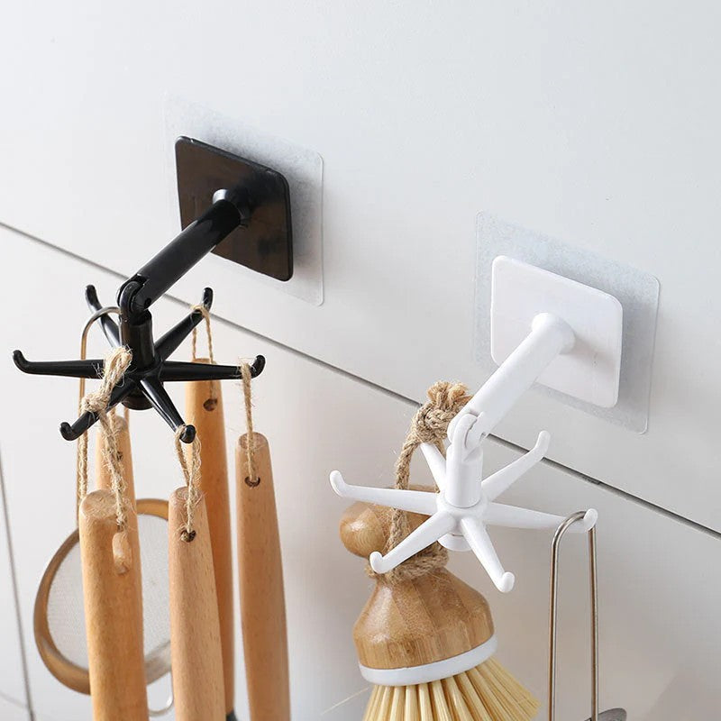 360 Degree Rotating Folding Hooks Holder Hanger Rack Wall Mounted for Office Home Kitchen Bathroom Holding a Key Towel Spoon